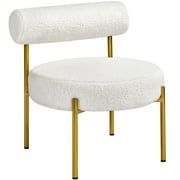 Topeakmart Modern Boucle Accent Chair with Gold Metal Legs for Living Room, White